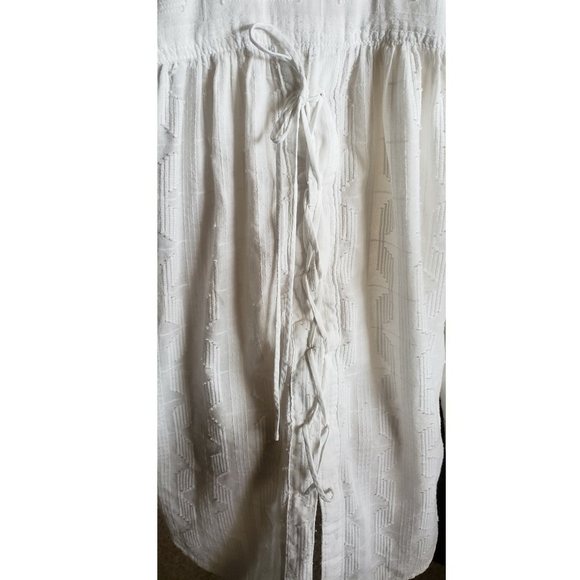 Anthropologie Top The Theresa Lace S PILCRO White Button Down Chic Hi-Low Shirt - Picture 13 of 16